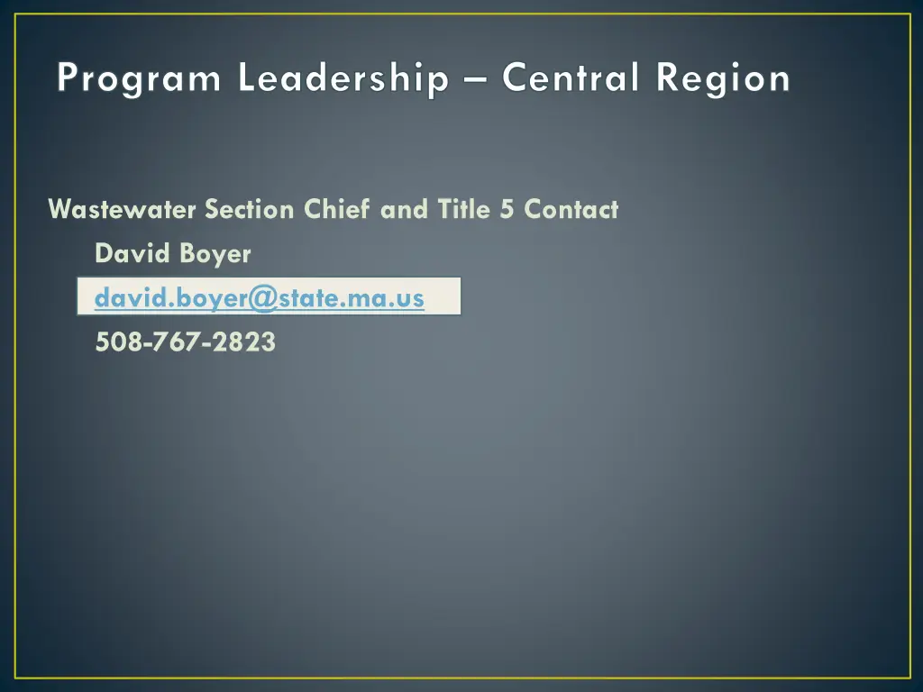program leadership central region