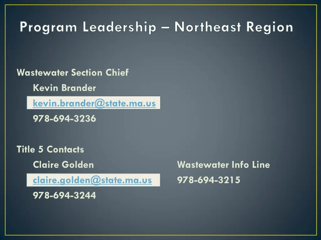 program leadership northeast region