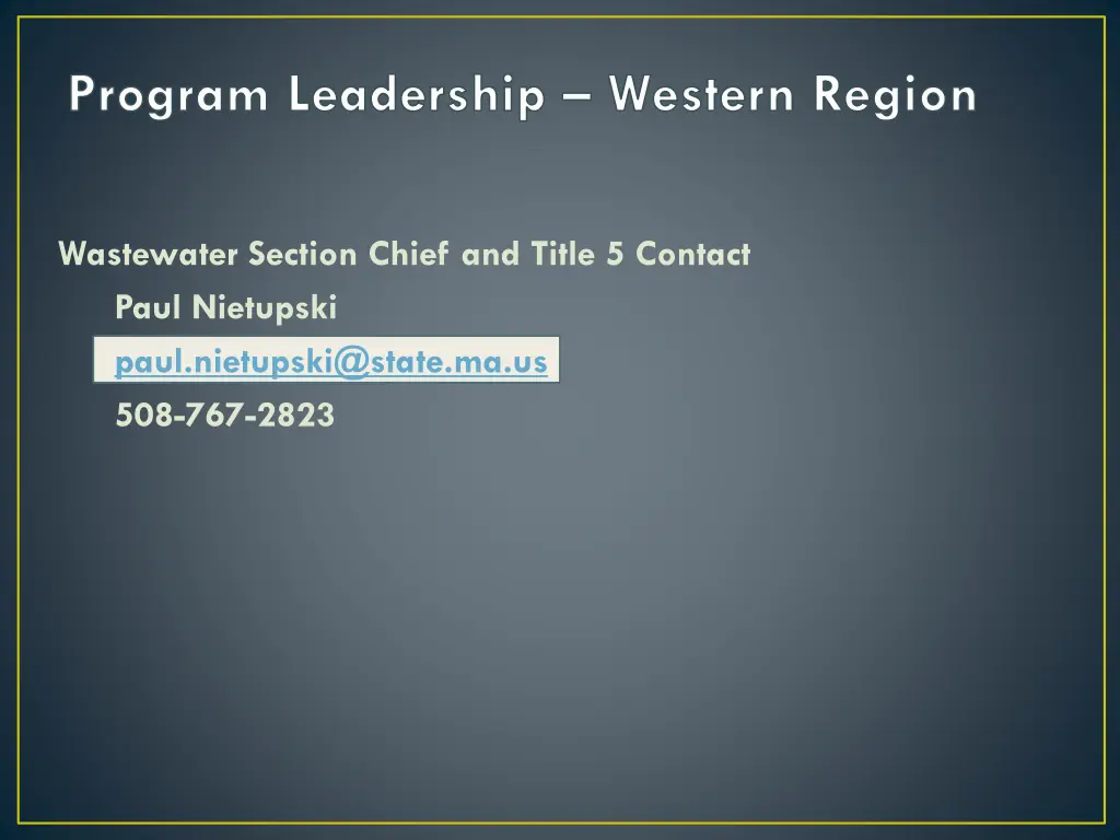 program leadership western region