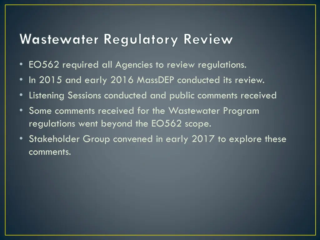 wastewater regulatory review
