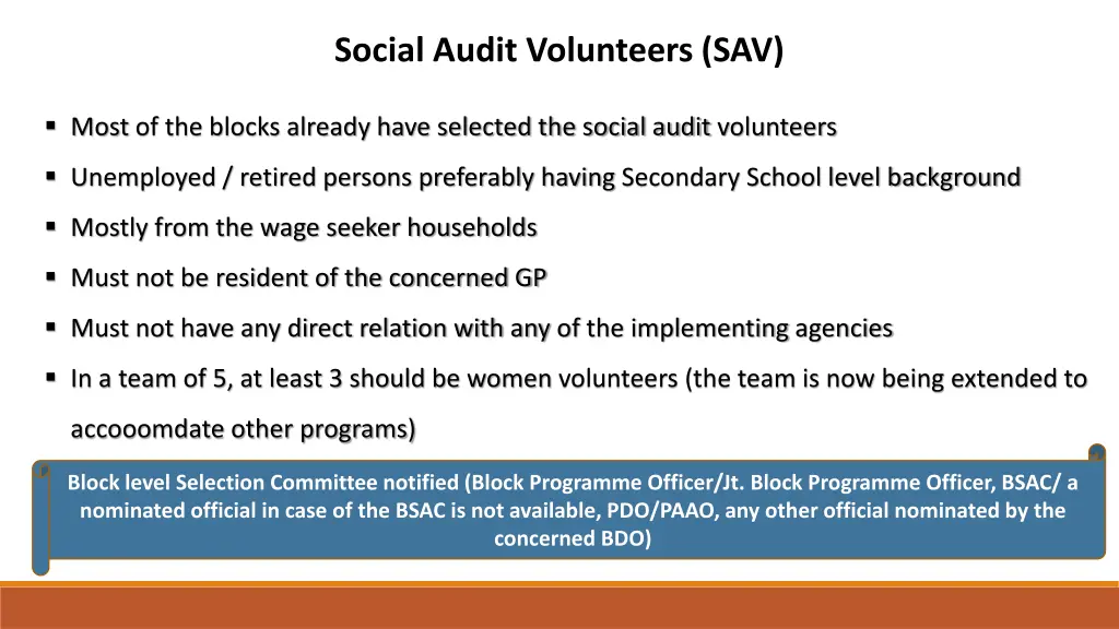 social audit volunteers sav