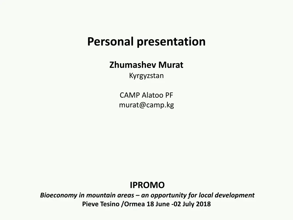 personal presentation