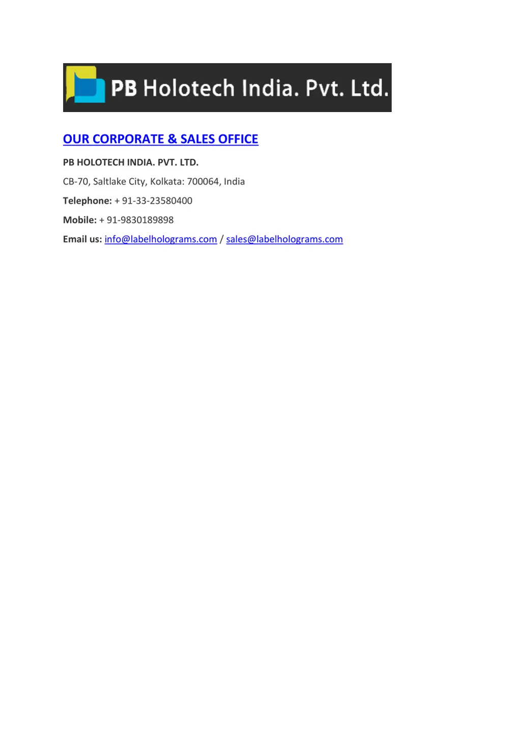 our corporate sales office
