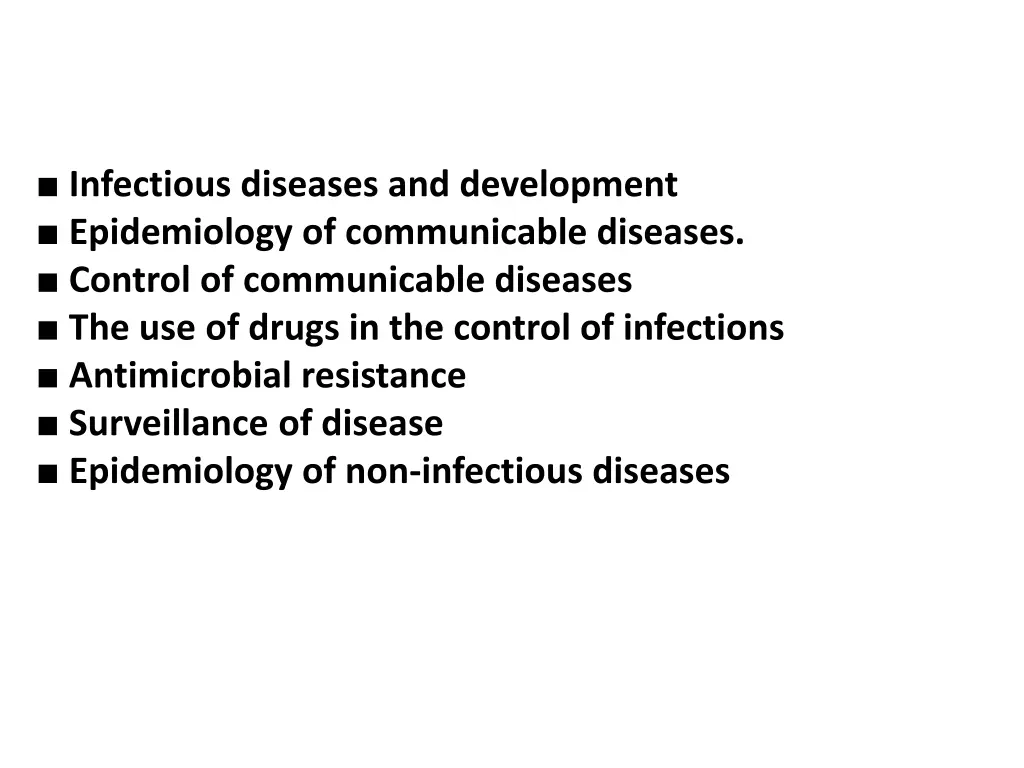 infectious diseases and development epidemiology