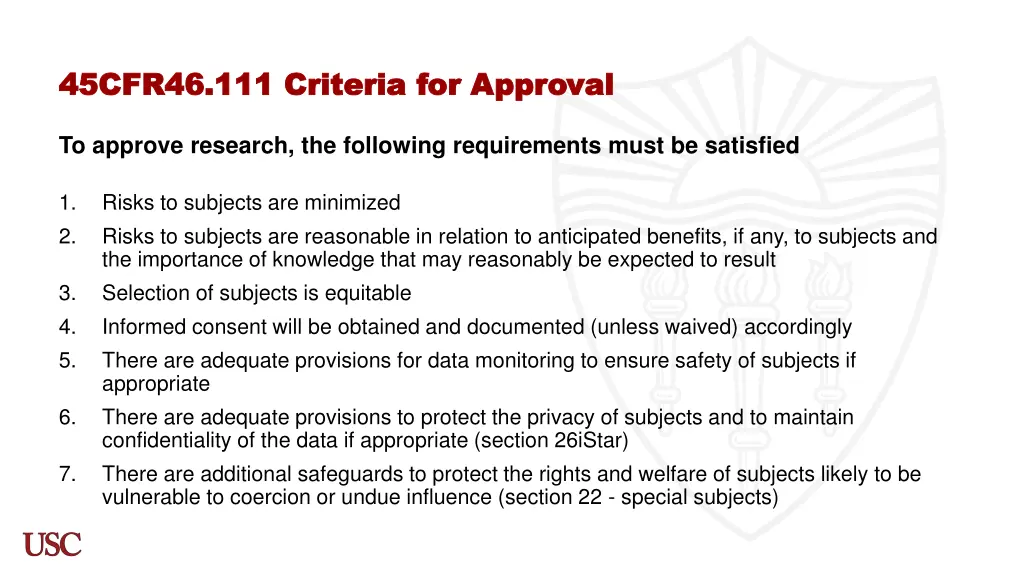 45cfr46 111 criteria for approval 45cfr46