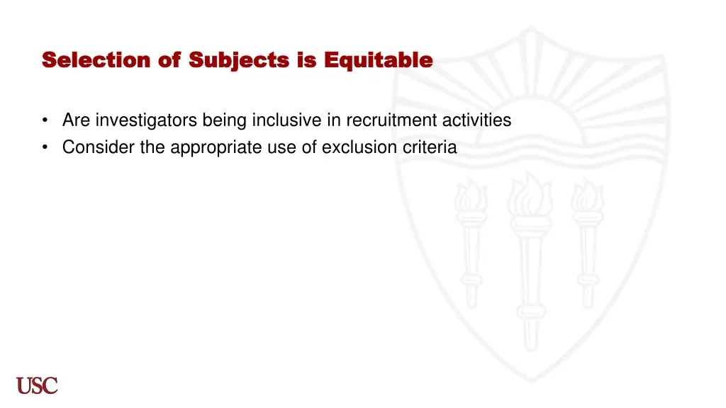 selection of subjects is equitable selection