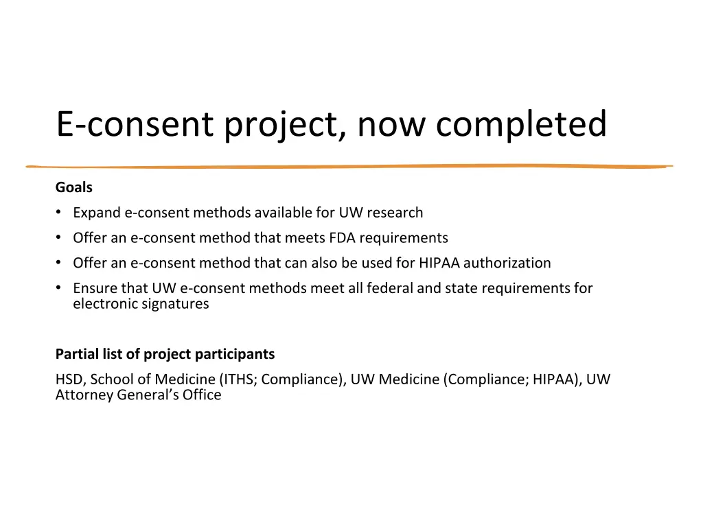 e consent project now completed