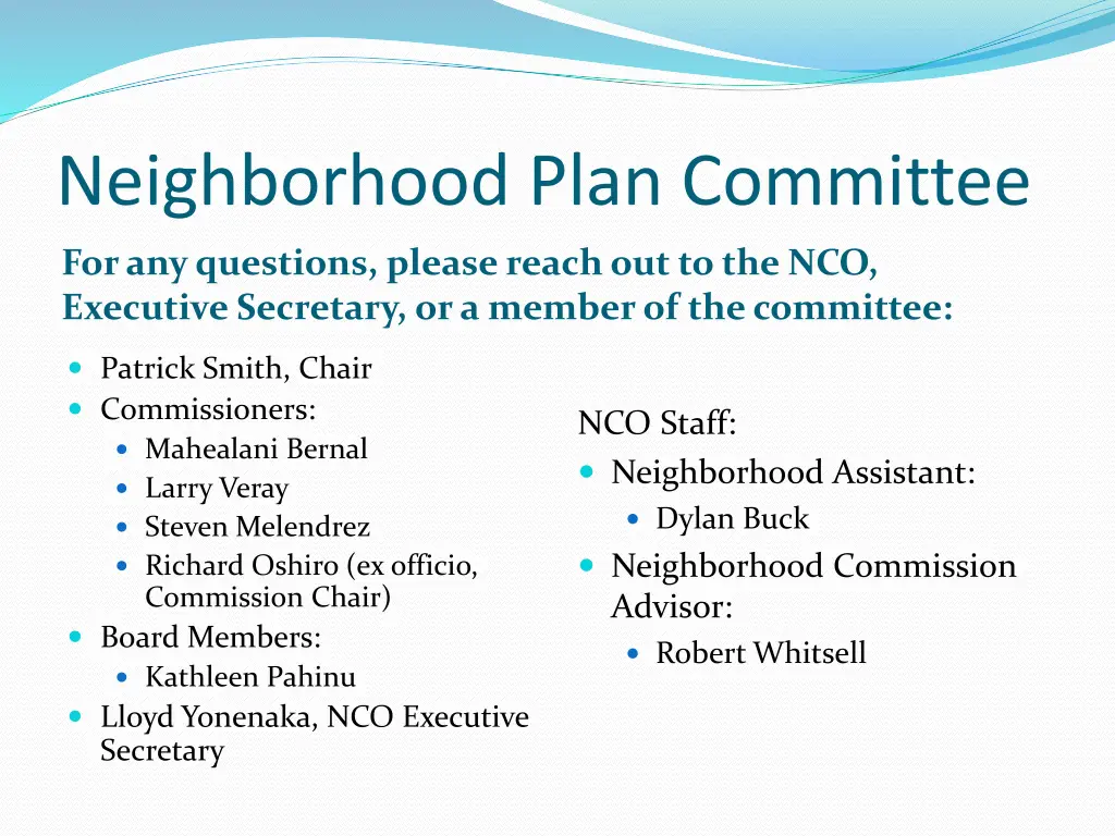 neighborhood plan committee 6
