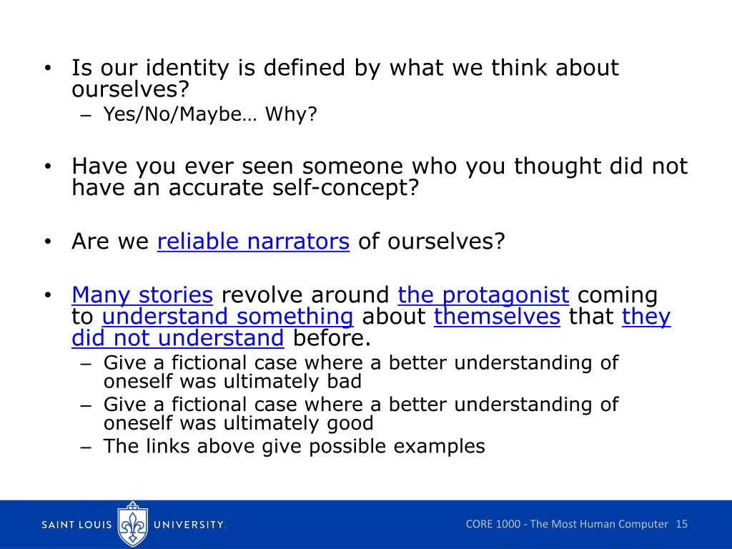 is our identity is defined by what we think about