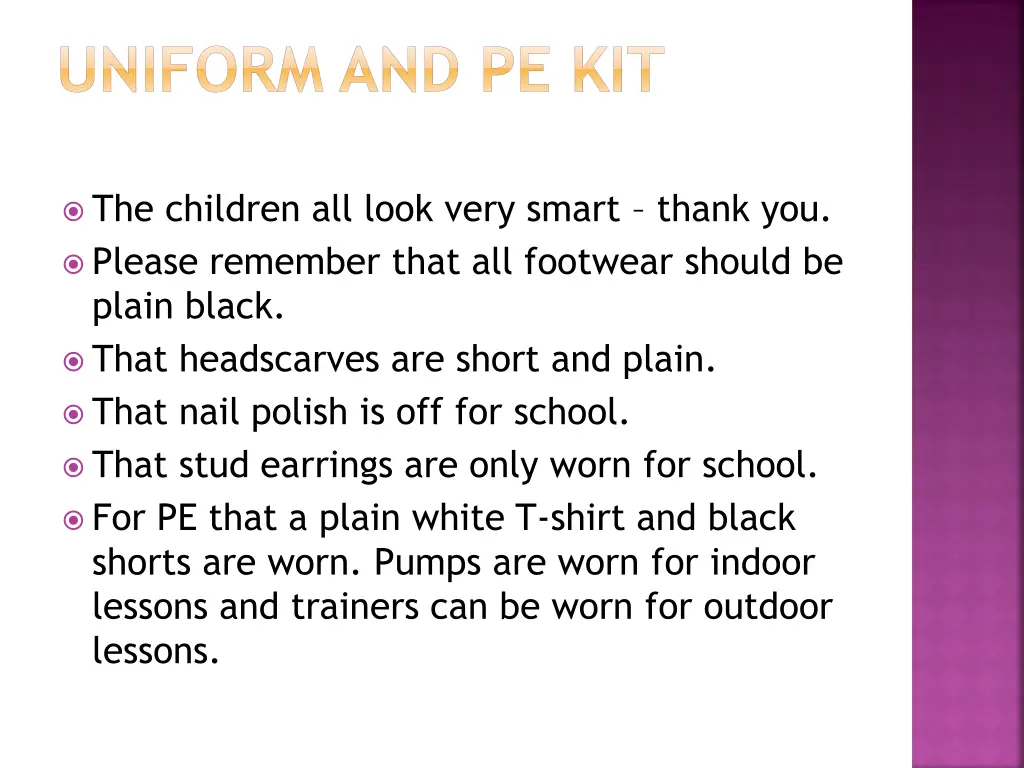 uniform and pe kit