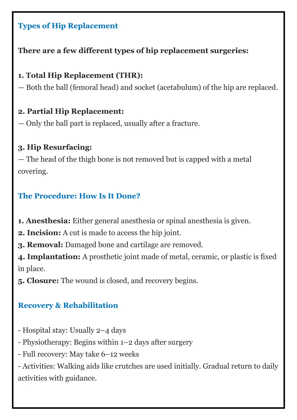 types of hip replacement