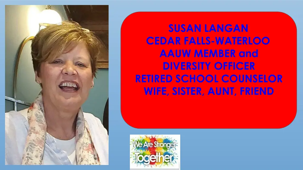 susan langan cedar falls waterloo aauw member