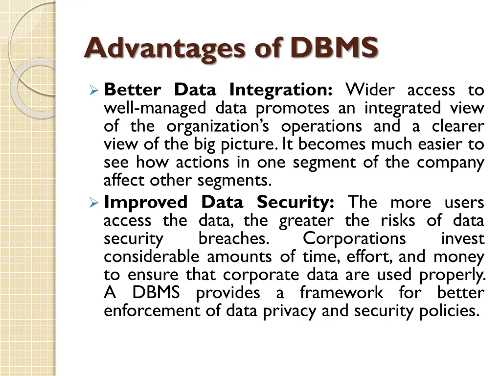 advantages of dbms 1