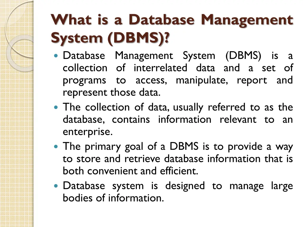 what is a database management system dbms