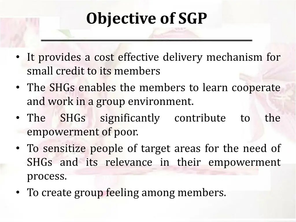 objective of sgp