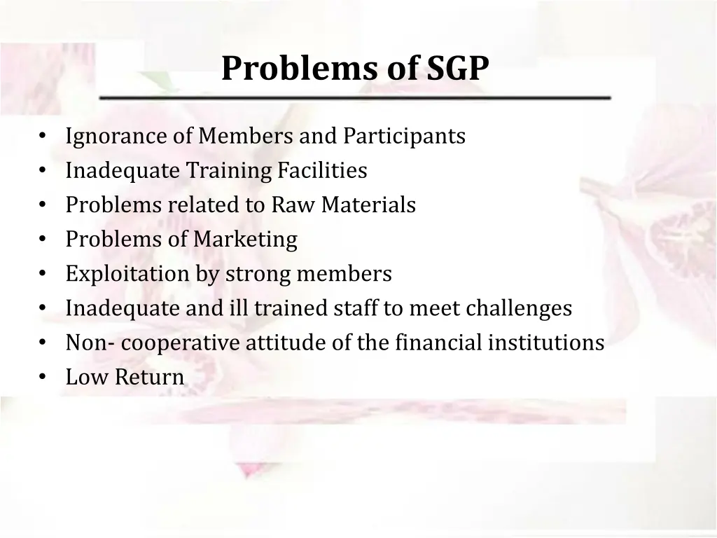 problems of sgp