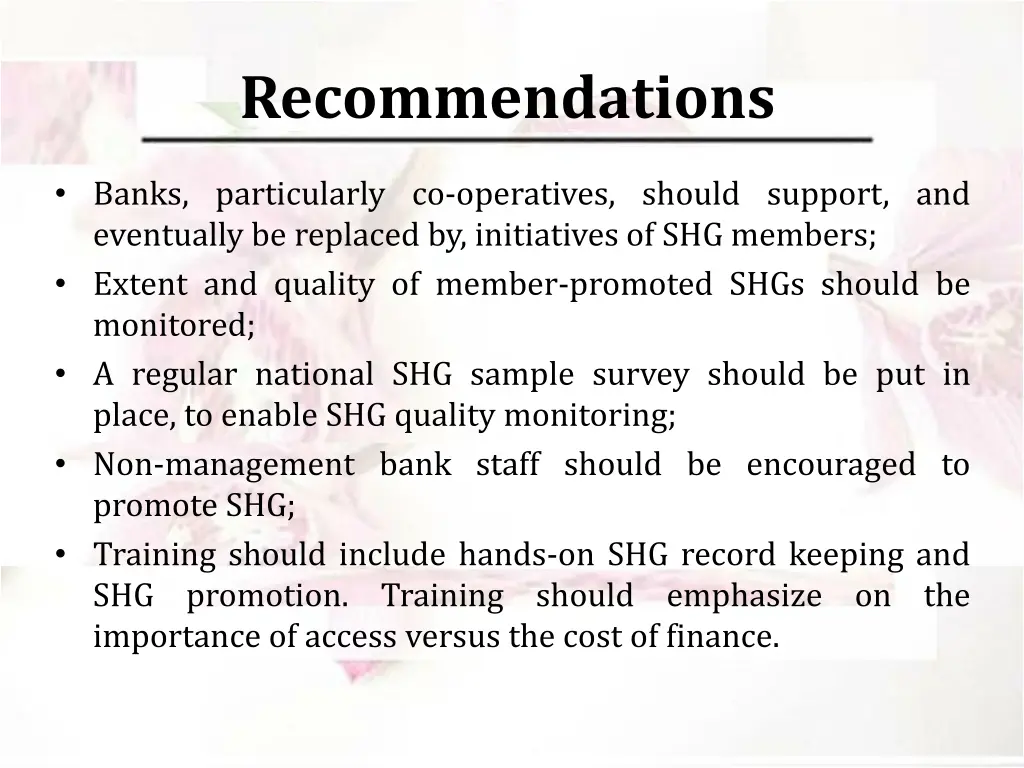 recommendations