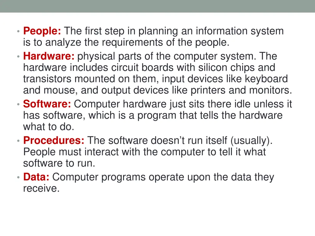 people the first step in planning an information