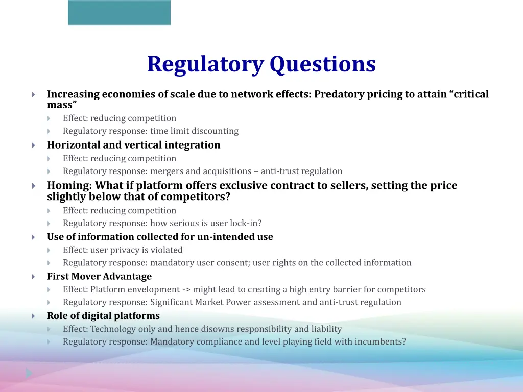 regulatory questions