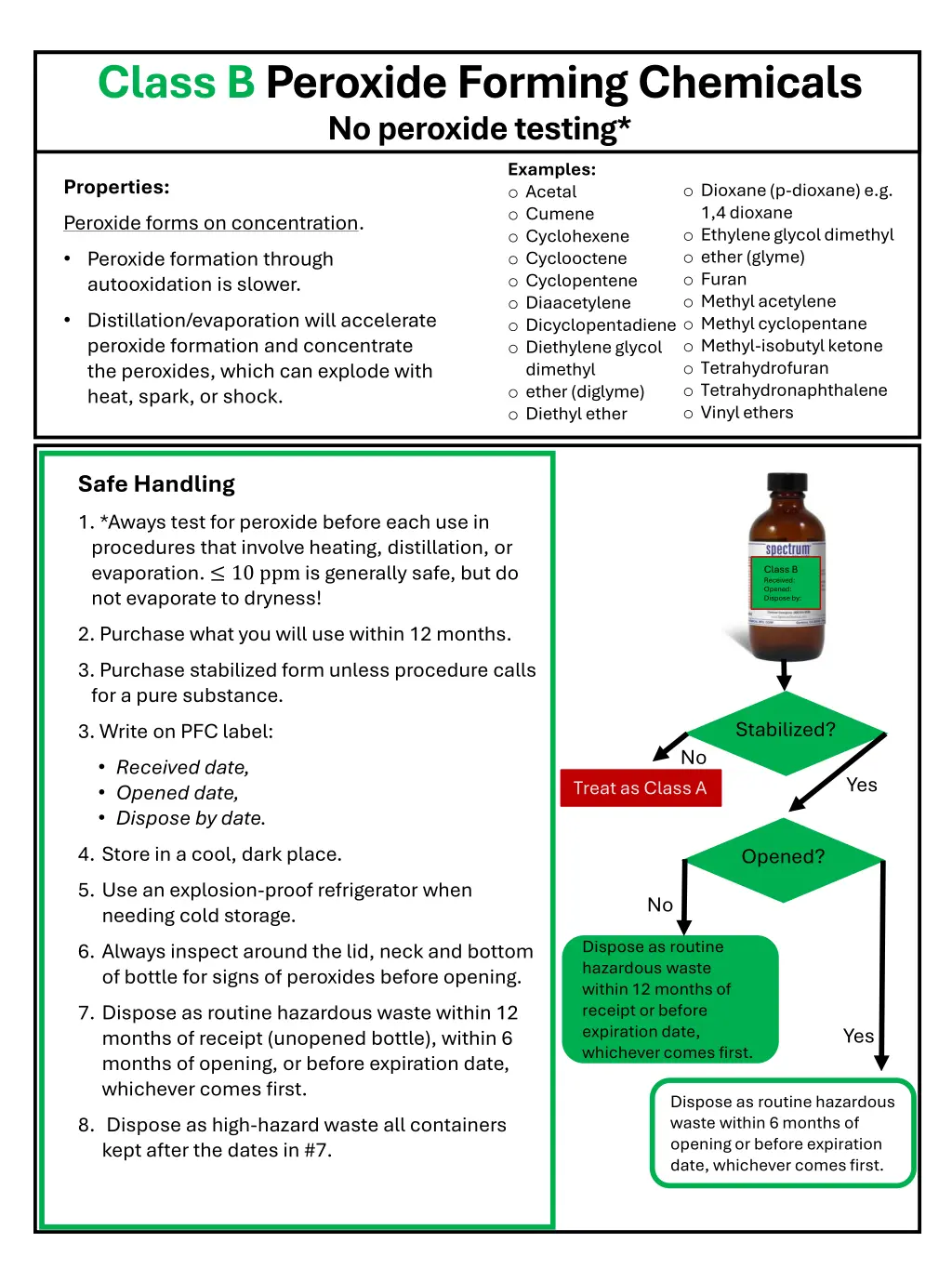 class b peroxide forming chemicals no peroxide