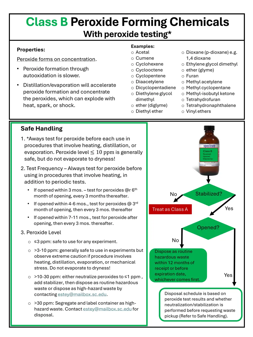 class b peroxide forming chemicals with peroxide