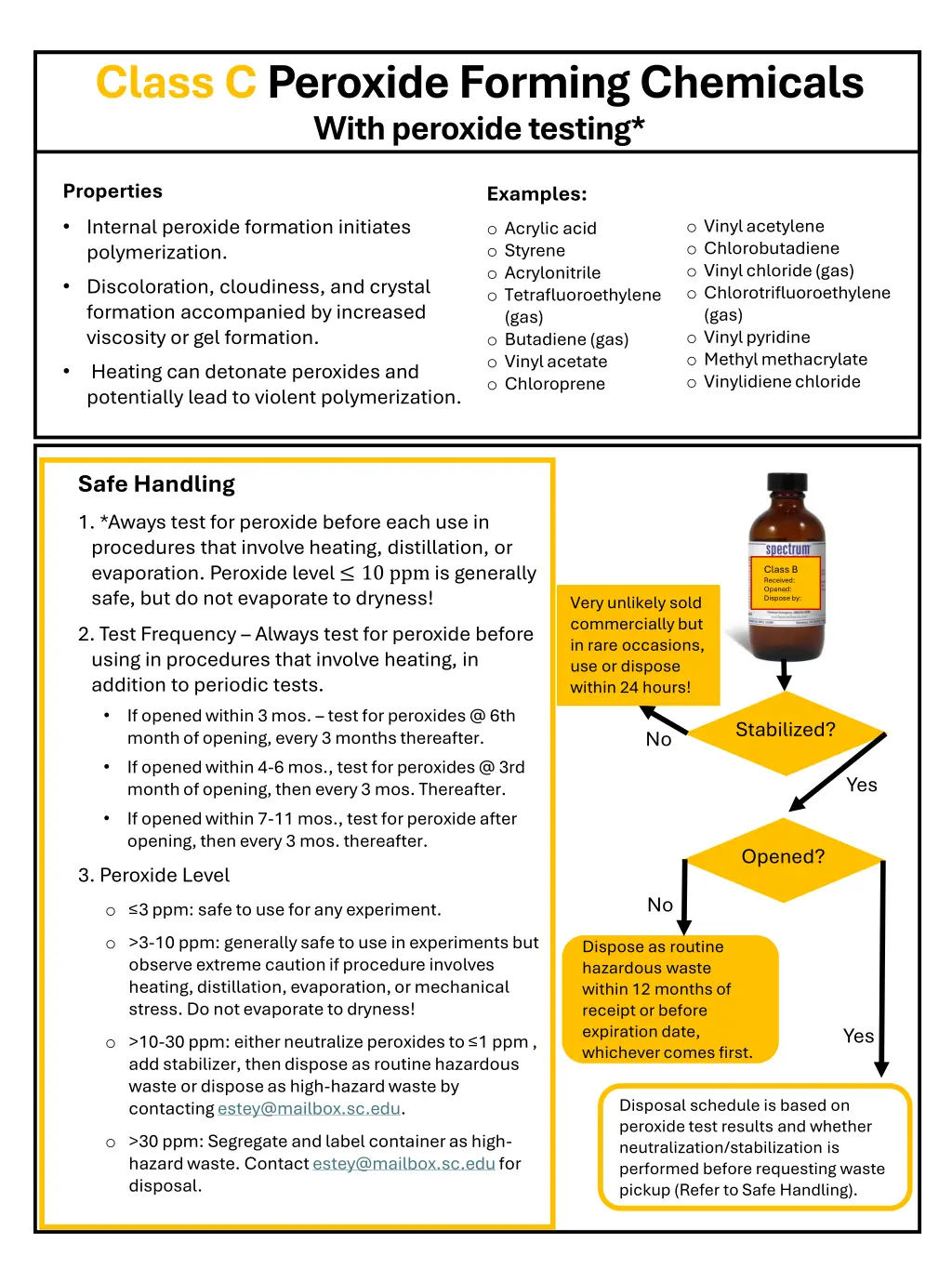 class c peroxide forming chemicals with peroxide