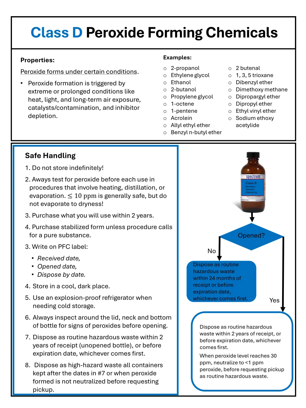 class d peroxide forming chemicals