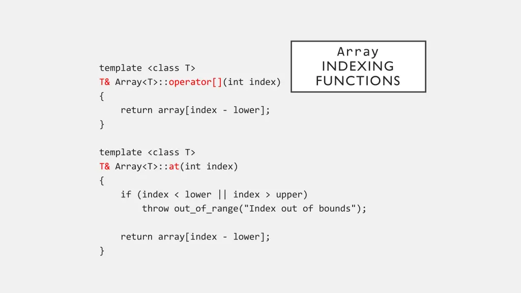 array indexing functions