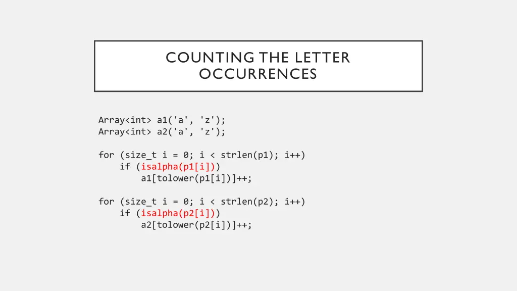 counting the letter occurrences 1