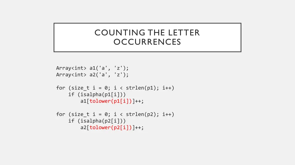 counting the letter occurrences 2