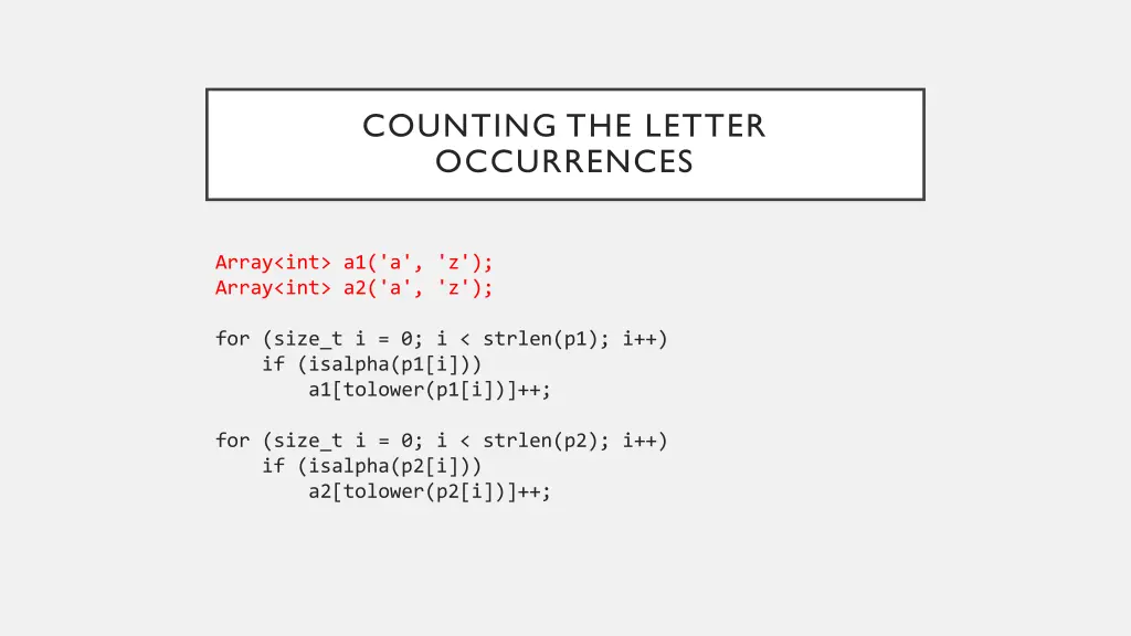 counting the letter occurrences