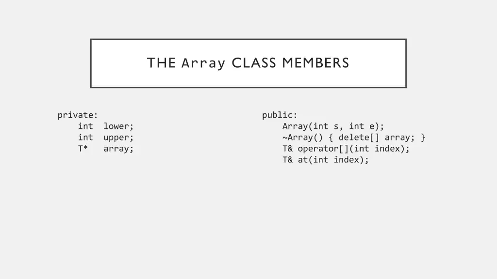 the array class members