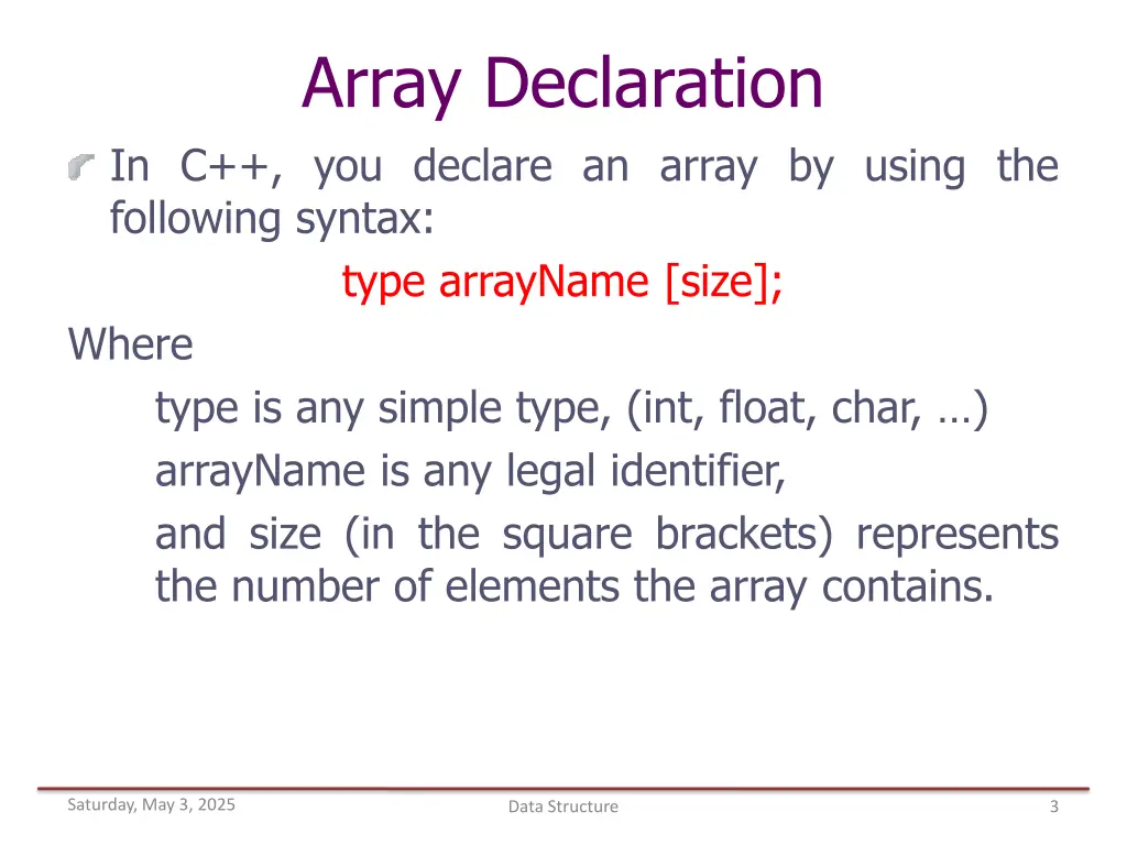 array declaration in c you declare an array