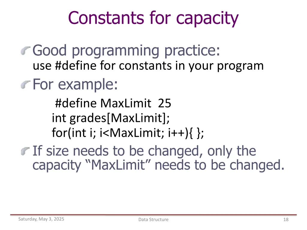 constants for capacity