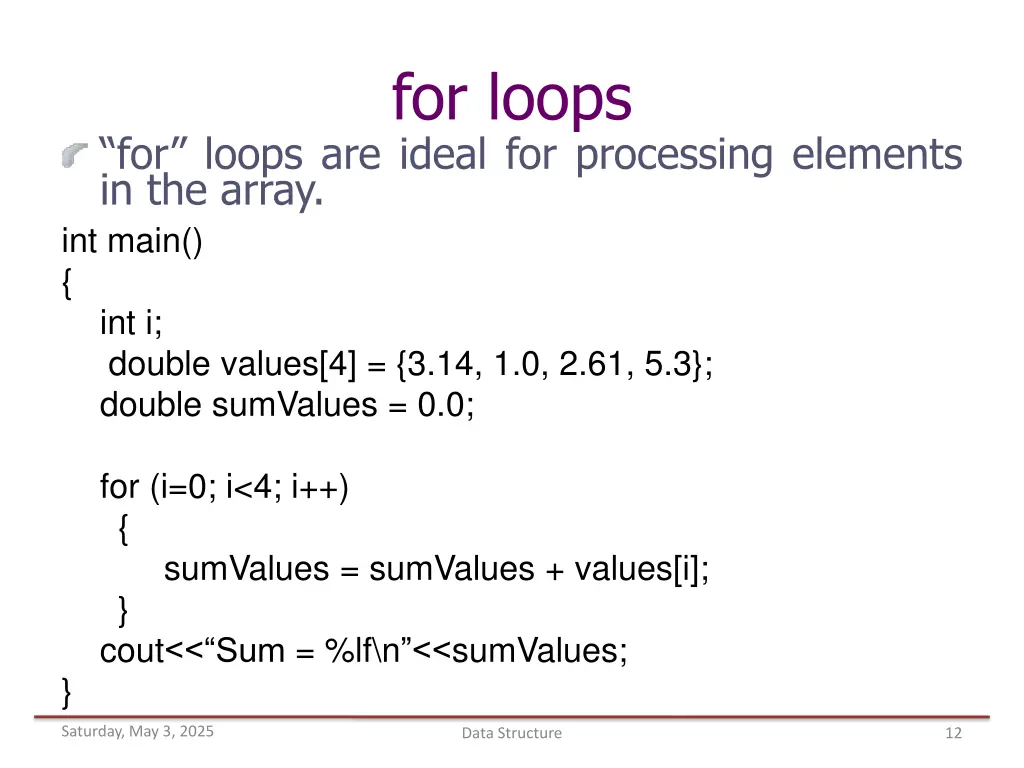 for loops