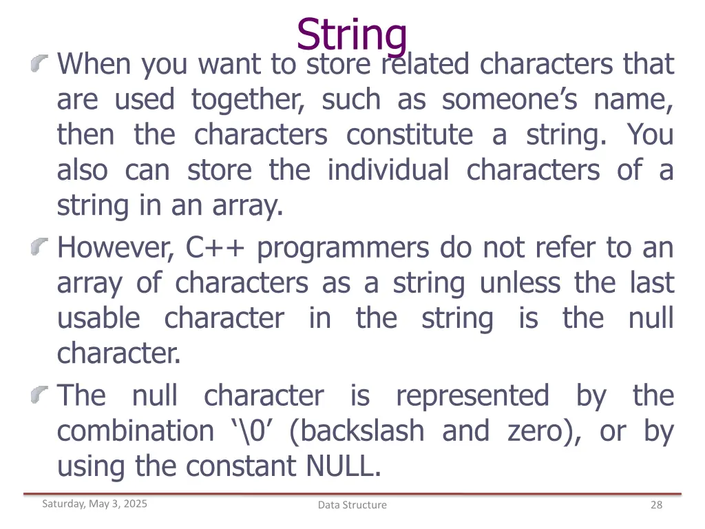 string