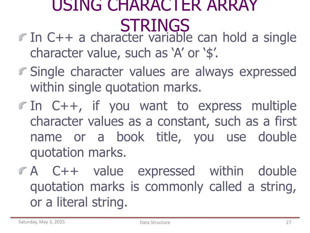 using character array strings in c a character