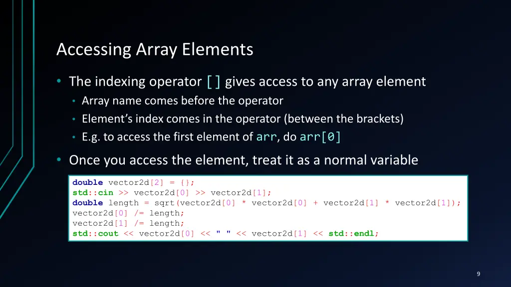 accessing array elements