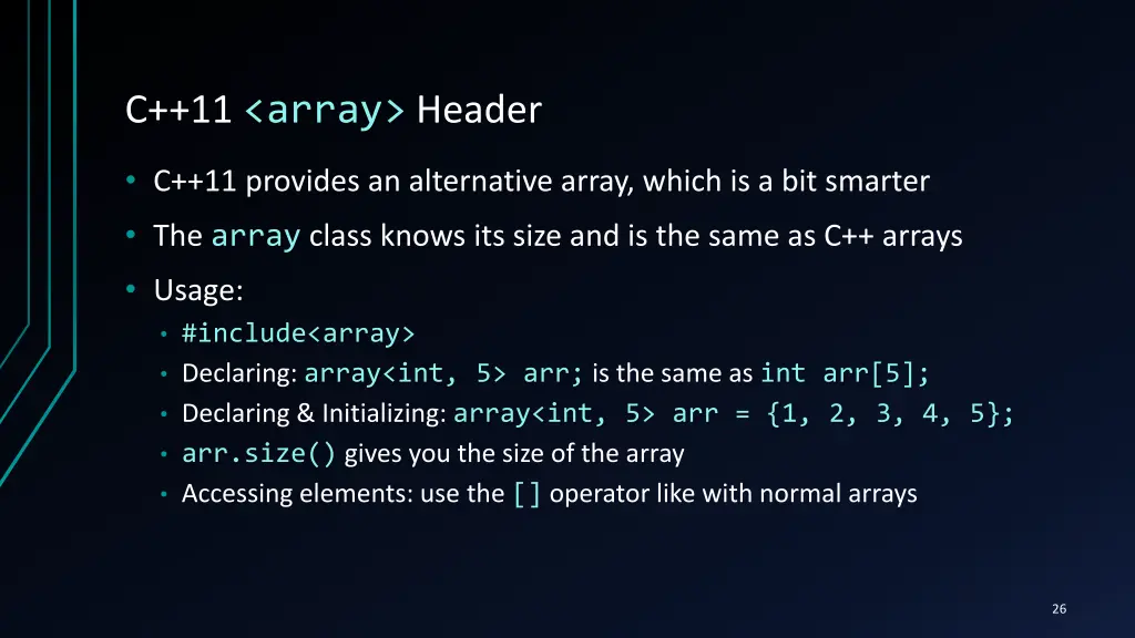 c 11 array header