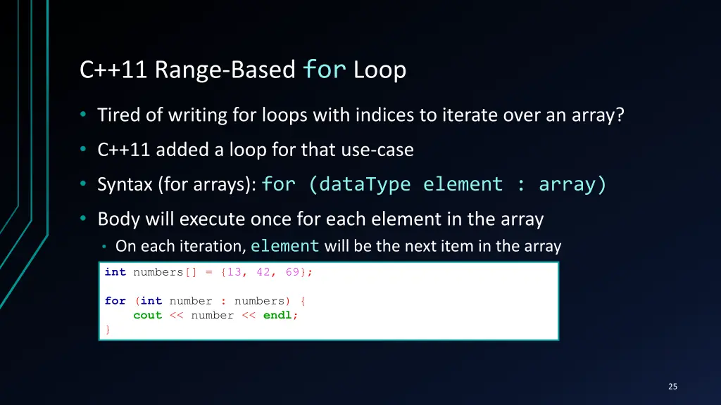 c 11 range based for loop