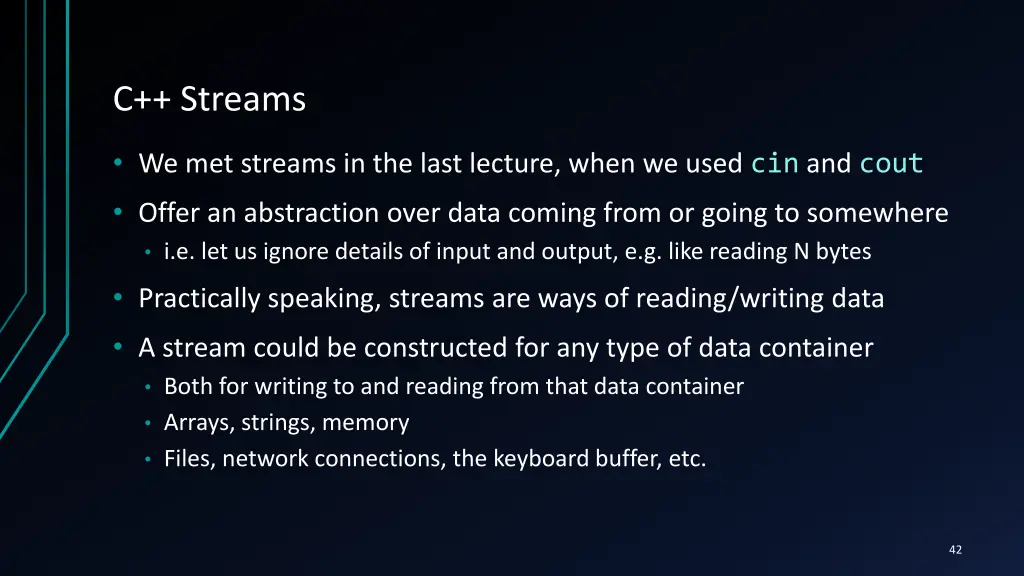 c streams