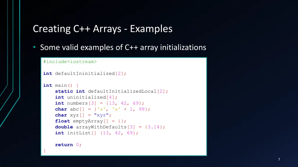 creating c arrays examples