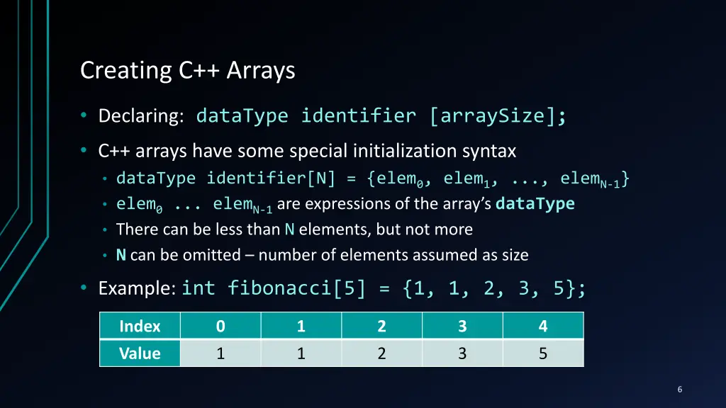 creating c arrays