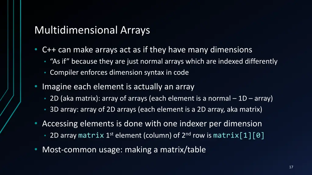 multidimensional arrays