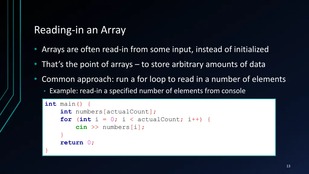 reading in an array