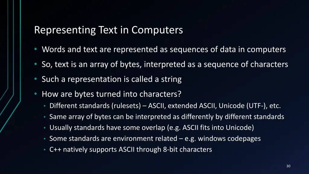 representing text in computers