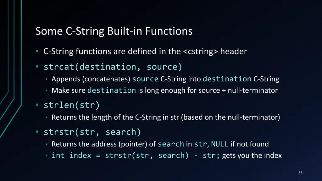 some c string built in functions