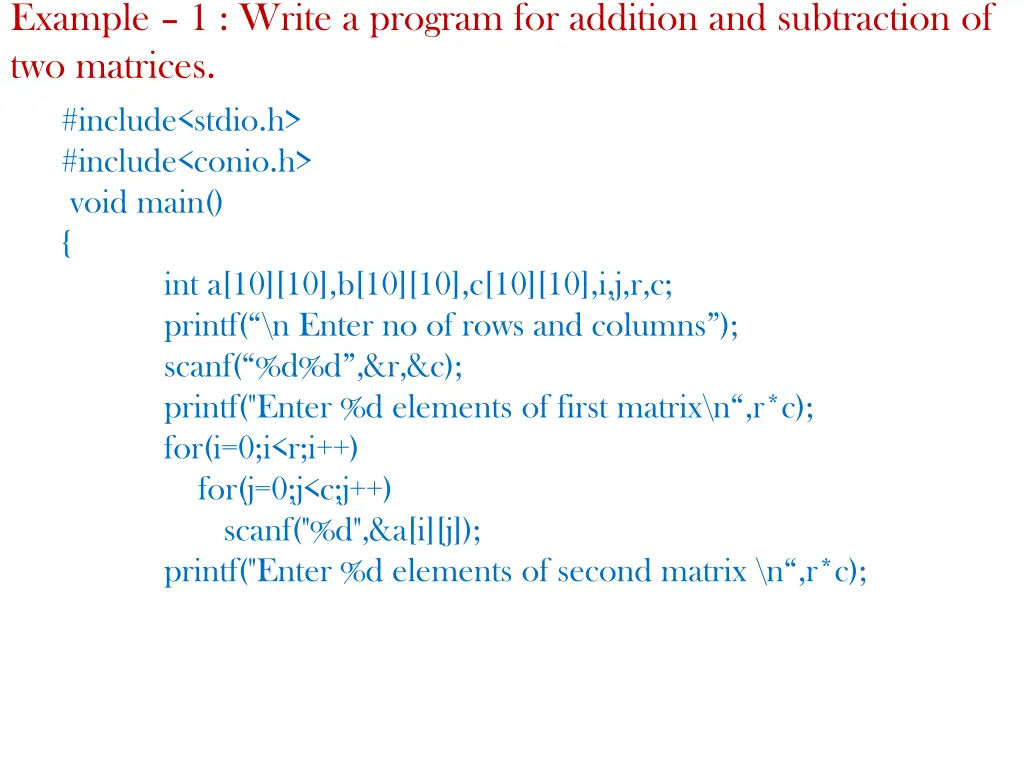 example 1 write a program for addition