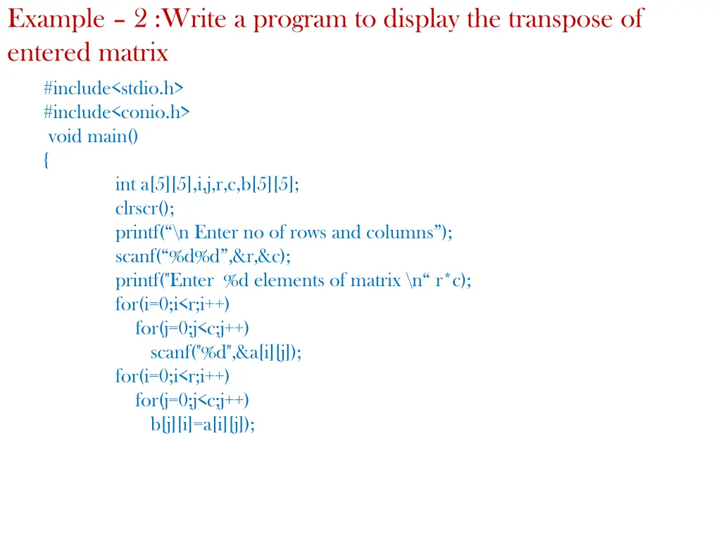 example 2 write a program to display