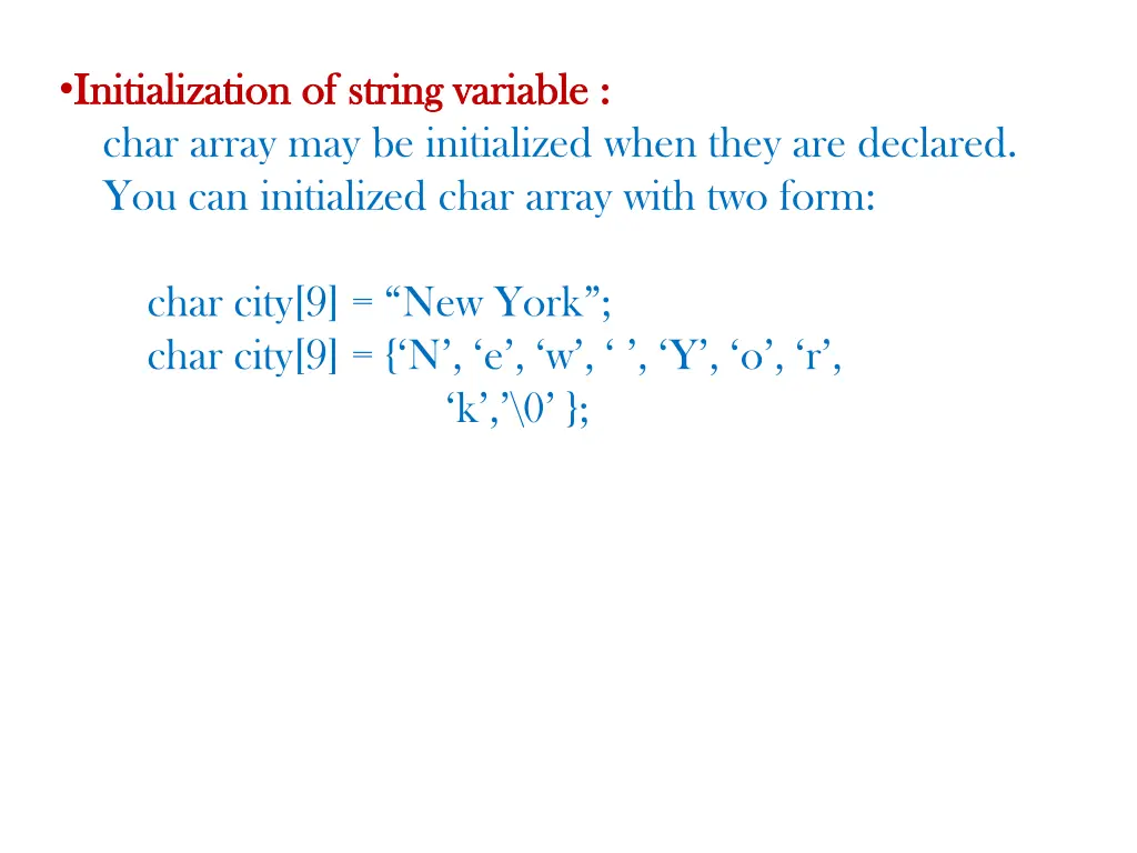 initialization of string variable initialization